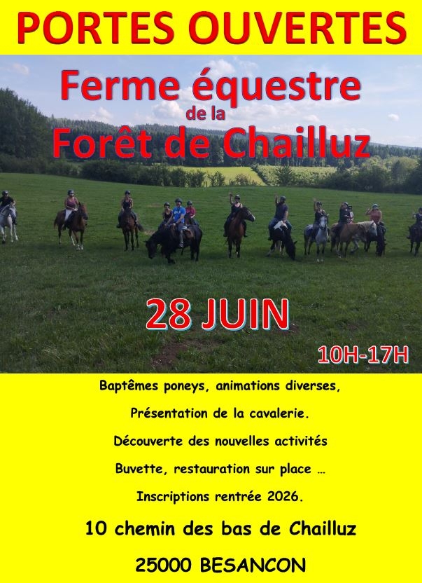 Portes ouvertes FERME EQUESTRE DE LA FORET DE CHAILLUZ
